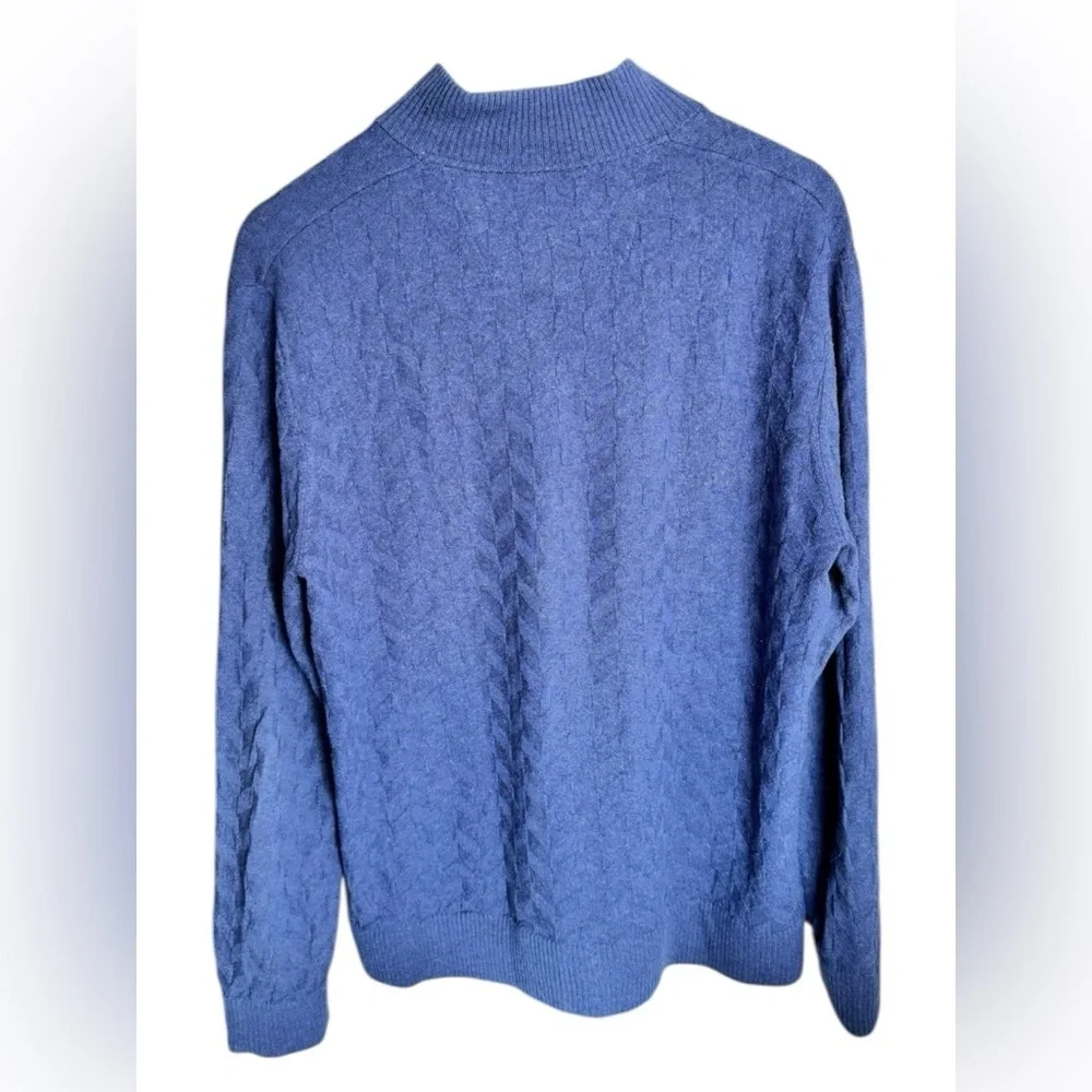 Robert Graham 100% Wool Quarter Zip Sweater Men’s M Blue Textured Knit Luxury
